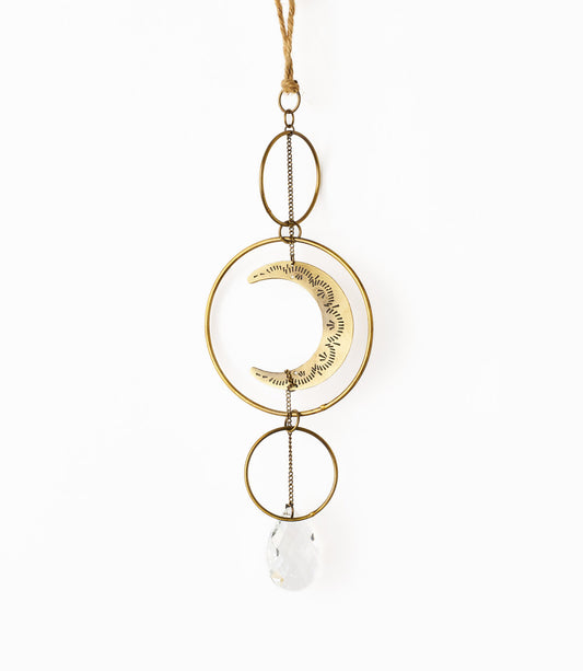 Surya Crescent Moon Brass Suncatcher