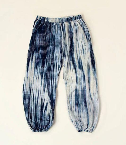 Shibori Tie Dye Jogger Pants - L/XL, Indigo, White Loungewear