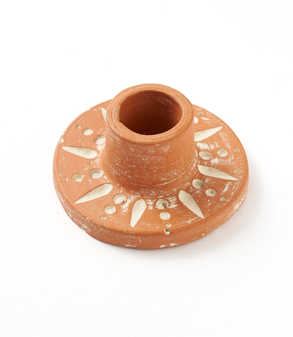 Daksha Full Moon Taper Candle Holder - terracotta