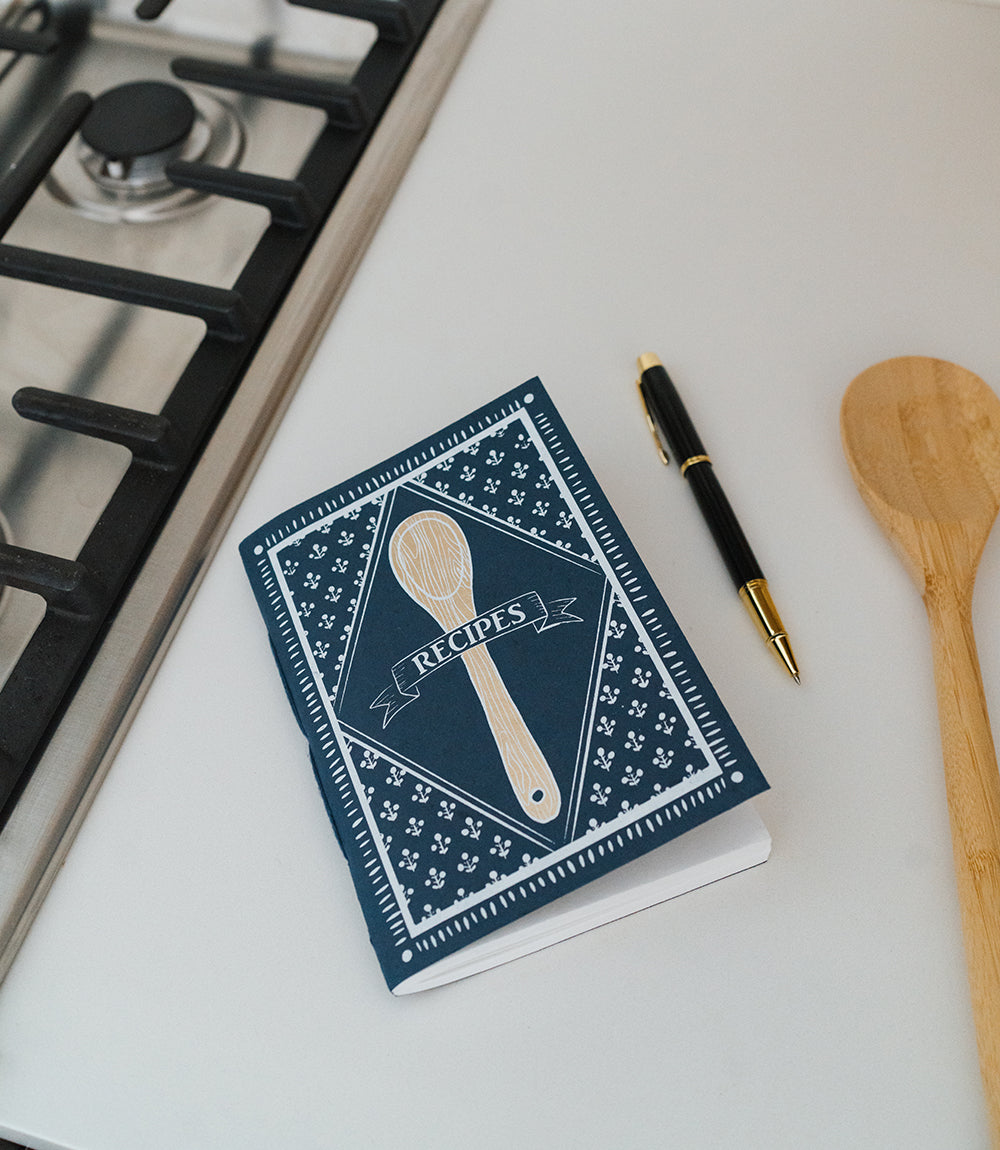 Khaana Navy 5x7 Recipe Journal - recycled paper