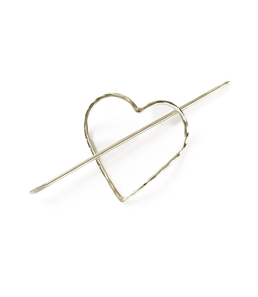 Alaya Heart Hair Pin - Slide with Stick - Silver