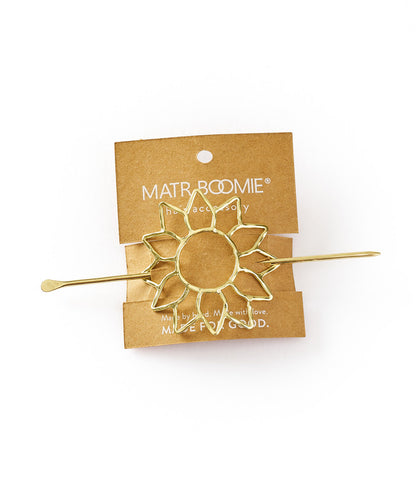 Suryamukhi Sunflower Hair Pin - Slide with Stick - Gold