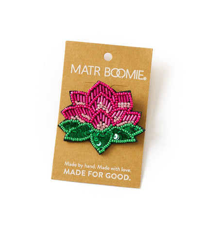 Bala Mani Beaded Lotus Brooch Pin - Handmade, Fair Trade