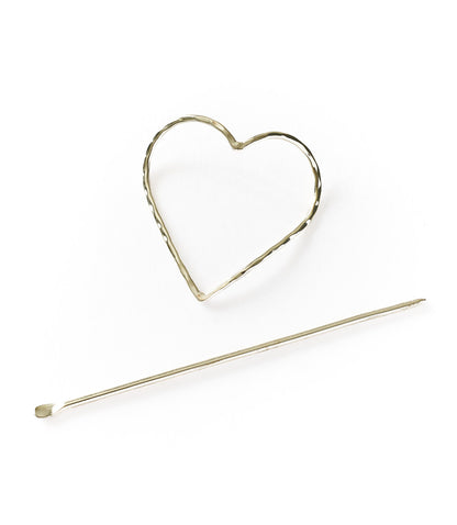 Alaya Heart Hair Pin - Slide with Stick - Silver