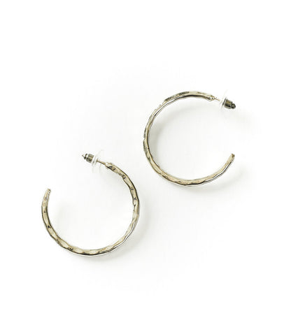 Bhavani Silver Hammered Hoop Earrings