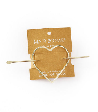 Alaya Heart Hair Pin - Slide with Stick - Silver