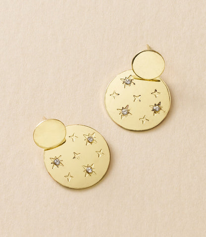 Sitara Starry Double Circle Dangle Earrings - Gold