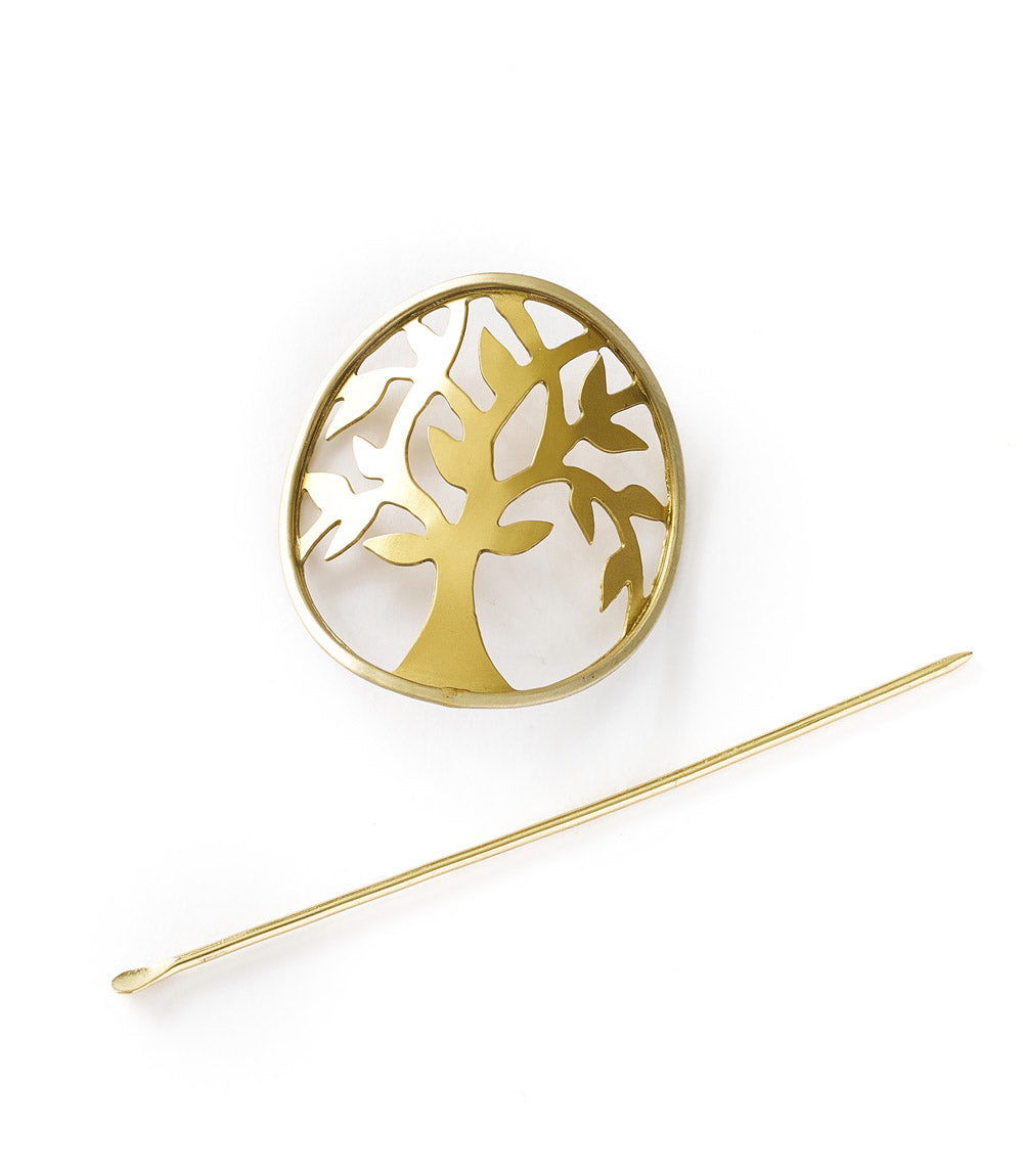 Aranyani Tree of Life Hair Pin - Slide with Stick - Mixed Metal