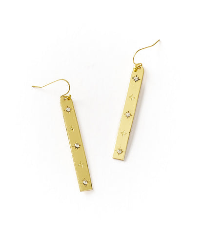 Sitara Starry Long Linear Studded Earrings - Gold