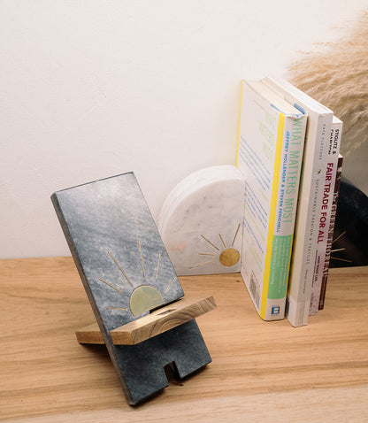 Indukala Sunrise Black Marble Phone Stand