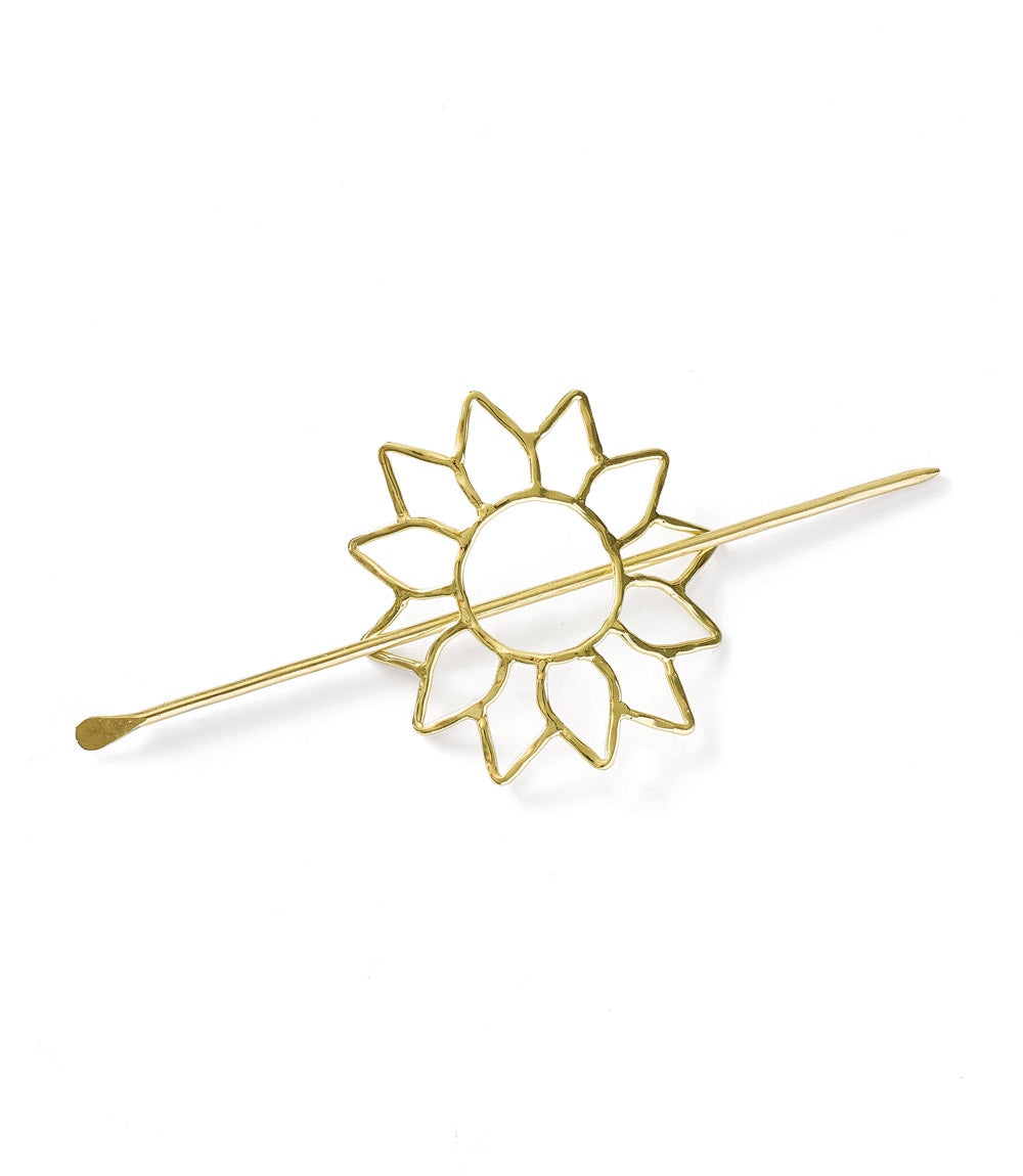 Suryamukhi Sunflower Hair Pin - Slide with Stick - Gold