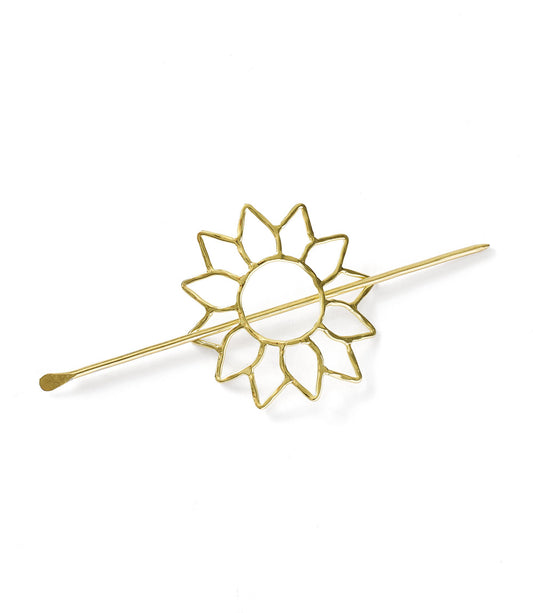 Suryamukhi Sunflower Hair Pin - Slide with Stick - Gold