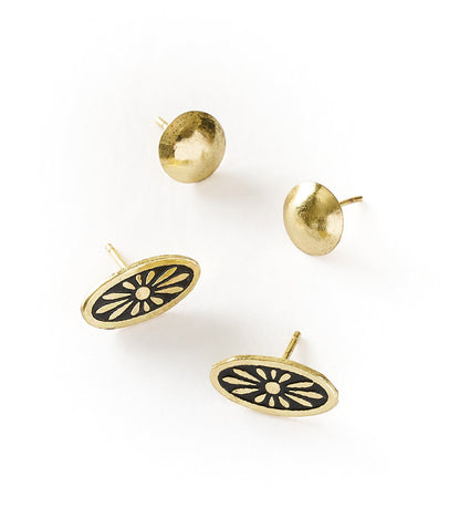 Nisha Ball and Oval Stud Earrings