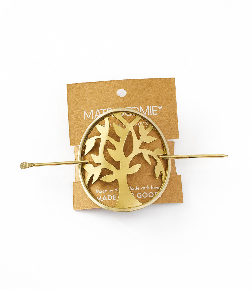 Aranyani Tree of Life Hair Pin - Slide with Stick - Mixed Metal