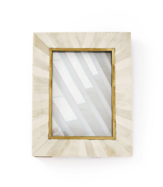 Mukhendu 5x7 Picture Frame - Bone, Brass Inlay