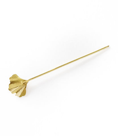 Sayuri Ginkgo Leaf Hair Pin - Slide with Stick - Gold