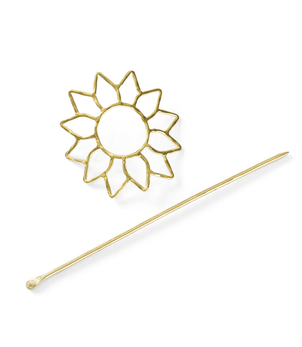 Suryamukhi Sunflower Hair Pin - Slide with Stick - Gold