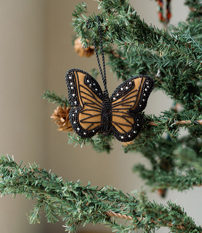 Larissa Plush Butterfly Beaded Felt Ornament - Embroidered