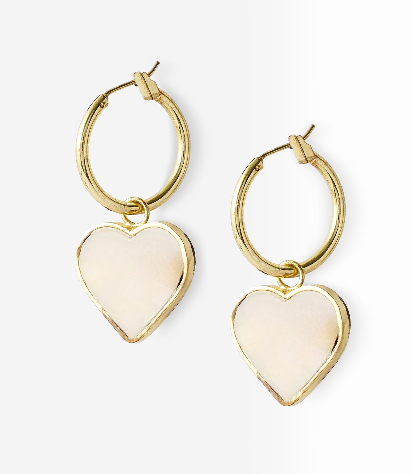 Rajani Hoop Heart Mother of Pearl Earrings