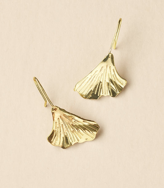 Sayuri Ginkgo Leaf Drop Earring - Gold