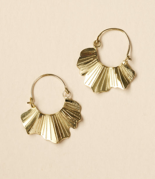 Sayuri Ginkgo Leaf Hoop Earring - Gold