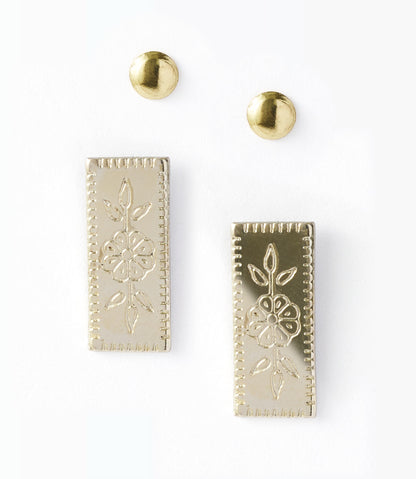 Haveli Etched Earring Set, Set of 2, Silver-toned brass