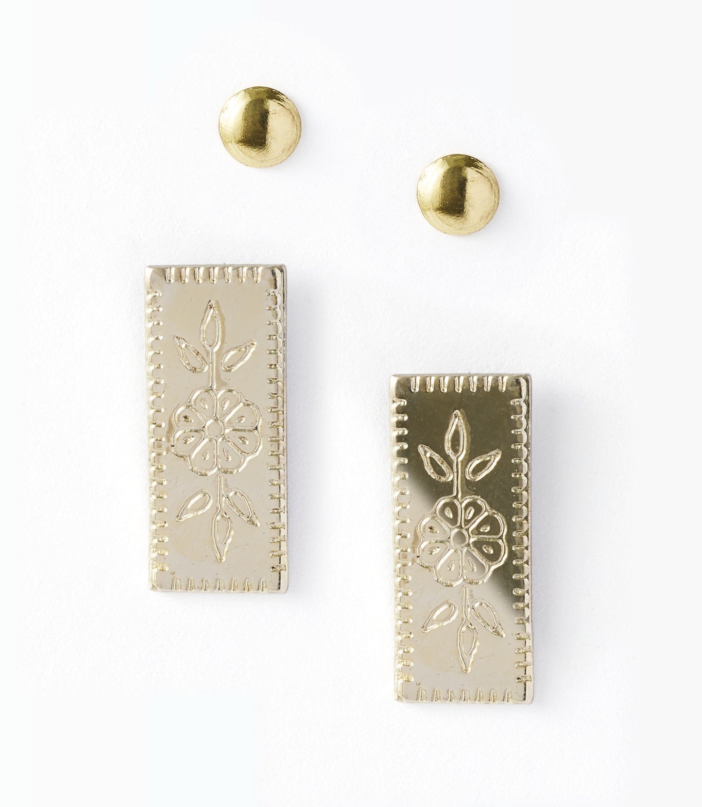 Haveli Etched Earring Set, Set of 2, Silver-toned brass