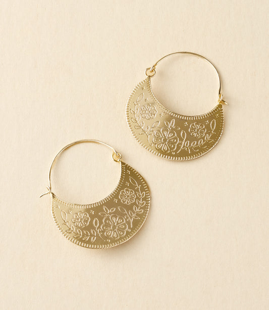 Haveli Etched Hoop Earring, Silver-toned brass