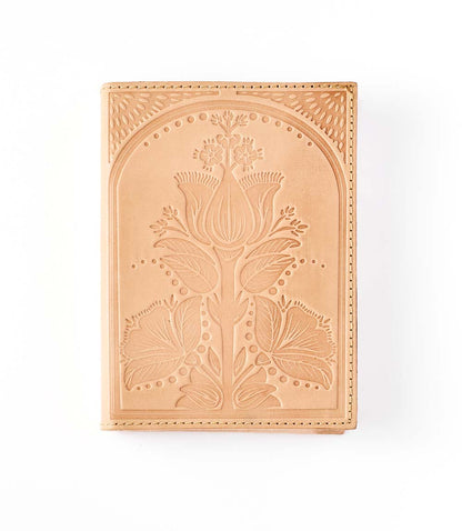 Embossed Neutral Leather Floral 5x7 Journal - Refillable Notebook