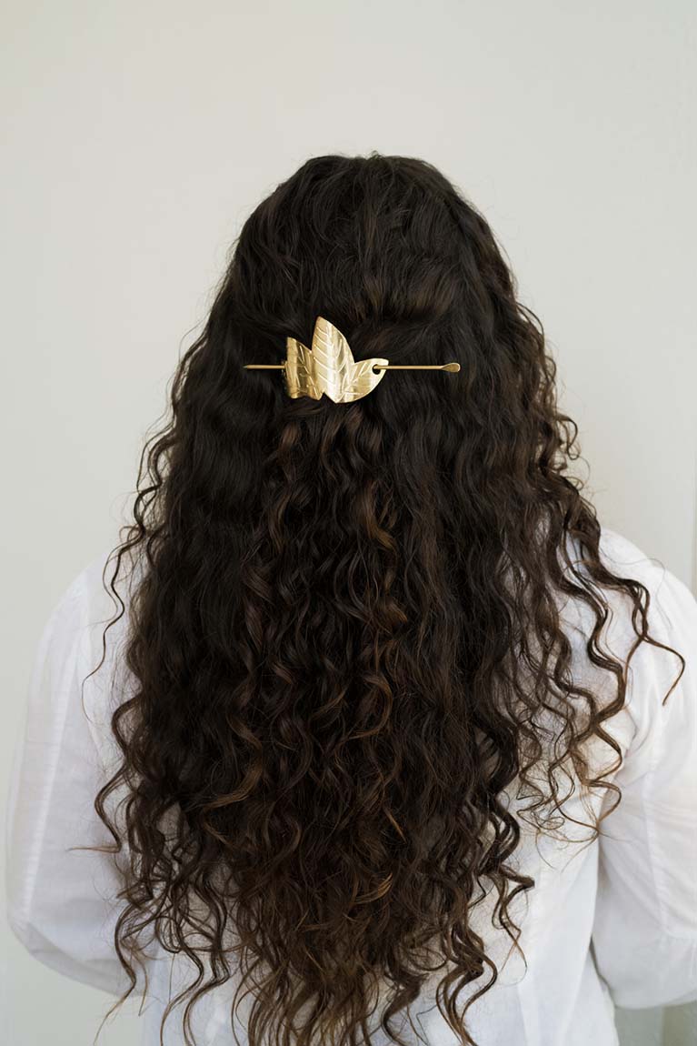 Sayuri Leaf Hair Pin - Gold