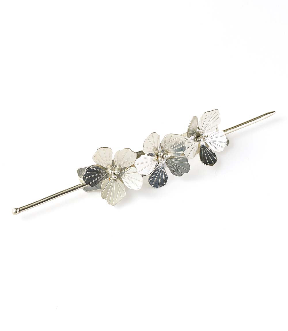 Sayuri Flower Silver Hair Pin - Slide with Stick