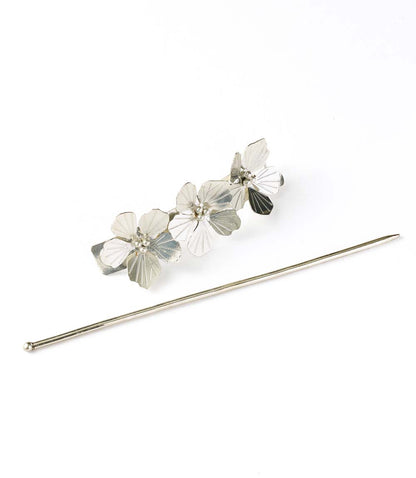 Sayuri Flower Silver Hair Pin - Slide with Stick