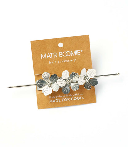 Sayuri Flower Silver Hair Pin - Slide with Stick