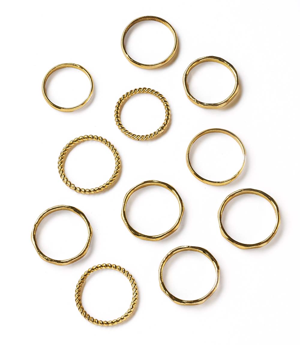 Dhera Assorted Textured Band Stacking Rings