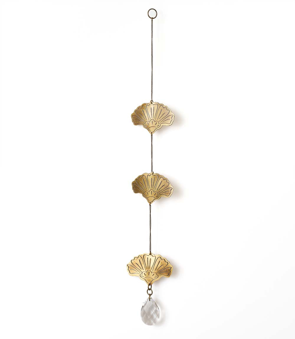 Surya Cascade Floral Engraved Brass Suncatcher