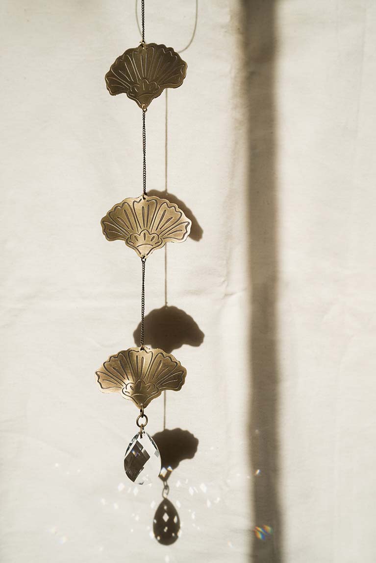 Surya Cascade Floral Engraved Brass Suncatcher