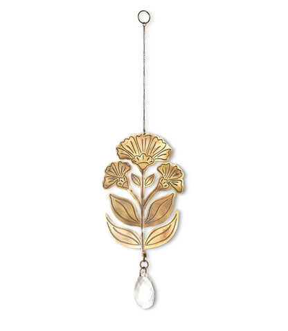 Surya Floral Engraved Brass Suncatcher