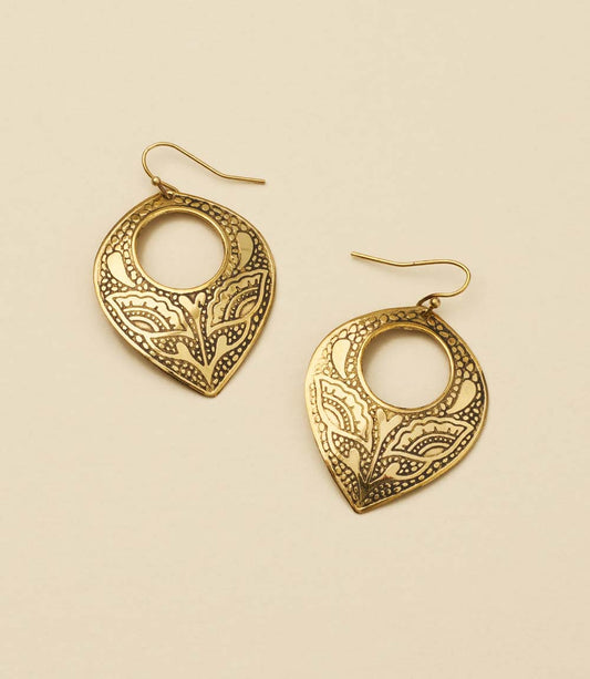 Yashi Embossed Statement Earring - Gold