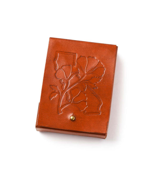 California Poppy Leather Playing Cards Set