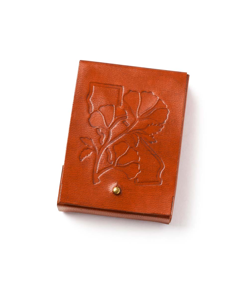 California Poppy Leather Playing Cards Set