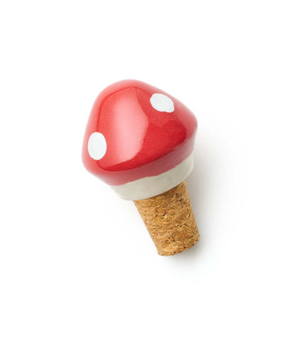 Mushroom Wine Stopper Cork - Hand Painted Ceramic