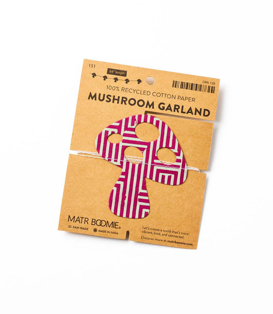 Mushroom Recycled Paper Garland - Assorted Prints