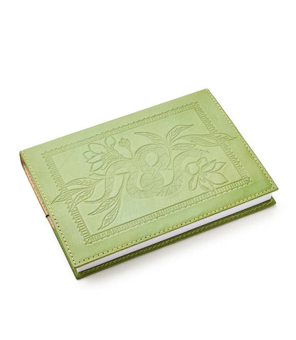 Snake Embossed Green Leather Journal - Refillable Notebook