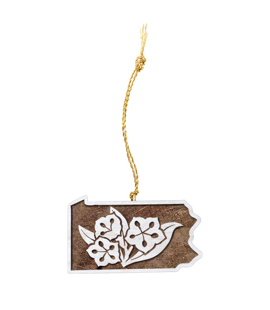 Pennsylvania State Mountain Laurel Ornament - Hand Carved State Flower