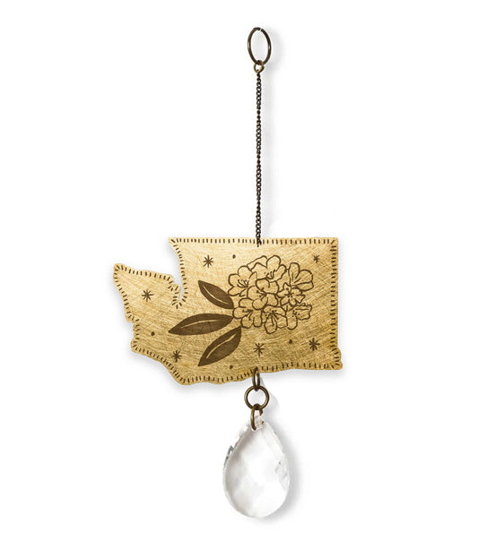 Washington State Rhododendron Engraved Suncatcher