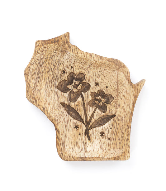 Wisconsin State Violet Trinket Dish - Mango Wood