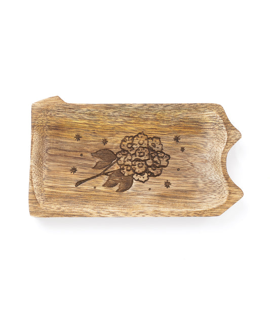 Pennsylvania State Mountain Laurel Trinket Dish - Mango Wood