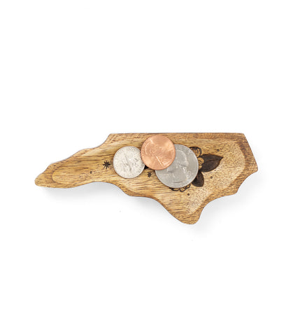North Carolina State Dogwood Trinket Dish - Mango Wood