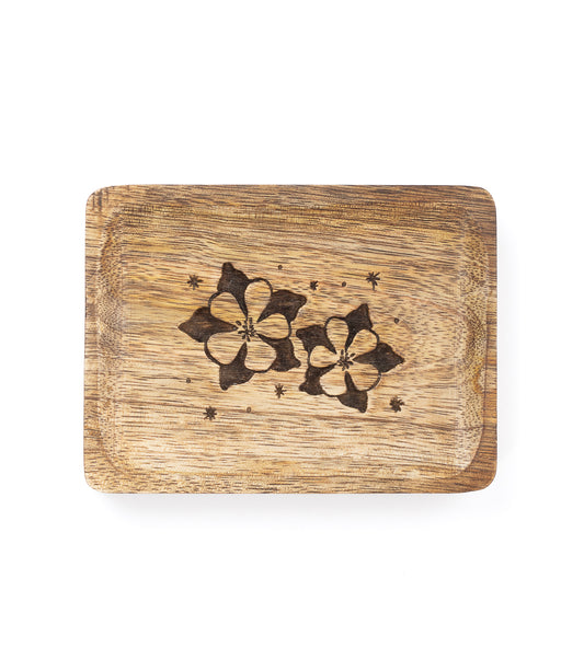 Colorado State Blue Columbine Trinket Dish - Mango Wood