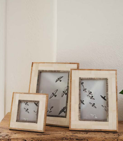 Janaka 4x6 Picture Frame - Carved Bone and Horn